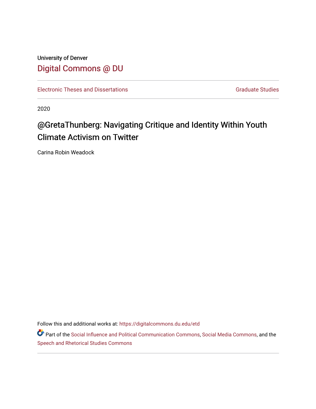 Gretathunberg: Navigating Critique and Identity Within Youth Climate Activism on Twitter