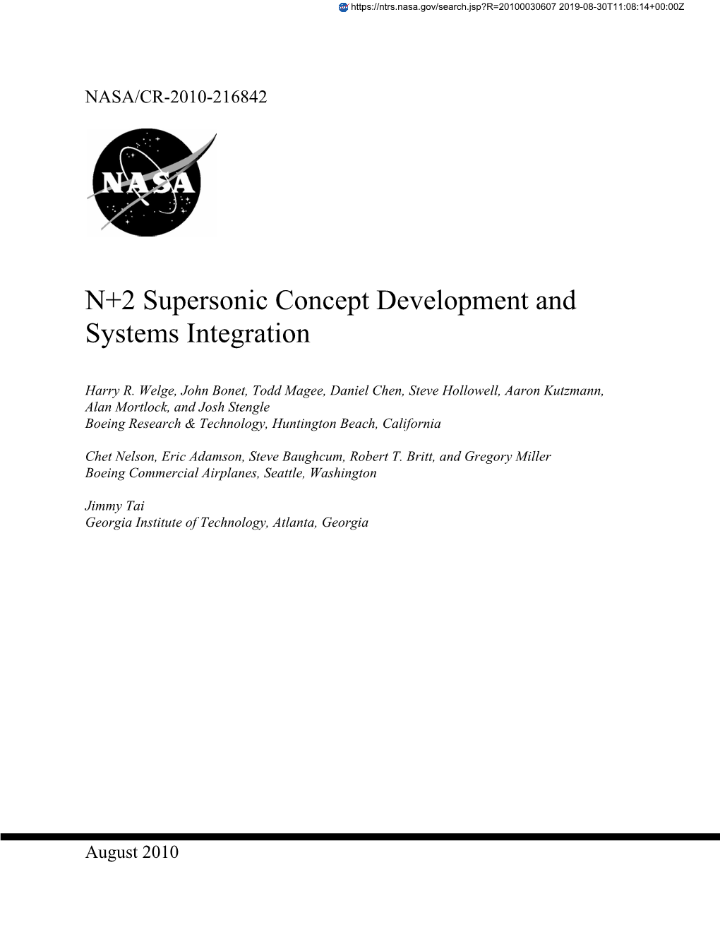 N+2 Supersonic Concept Development and Systems Integration