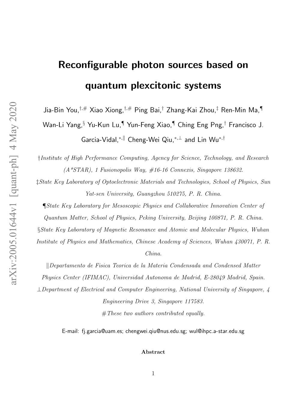 Reconfigurable Photon Sources Based on Quantum Plexcitonic Systems