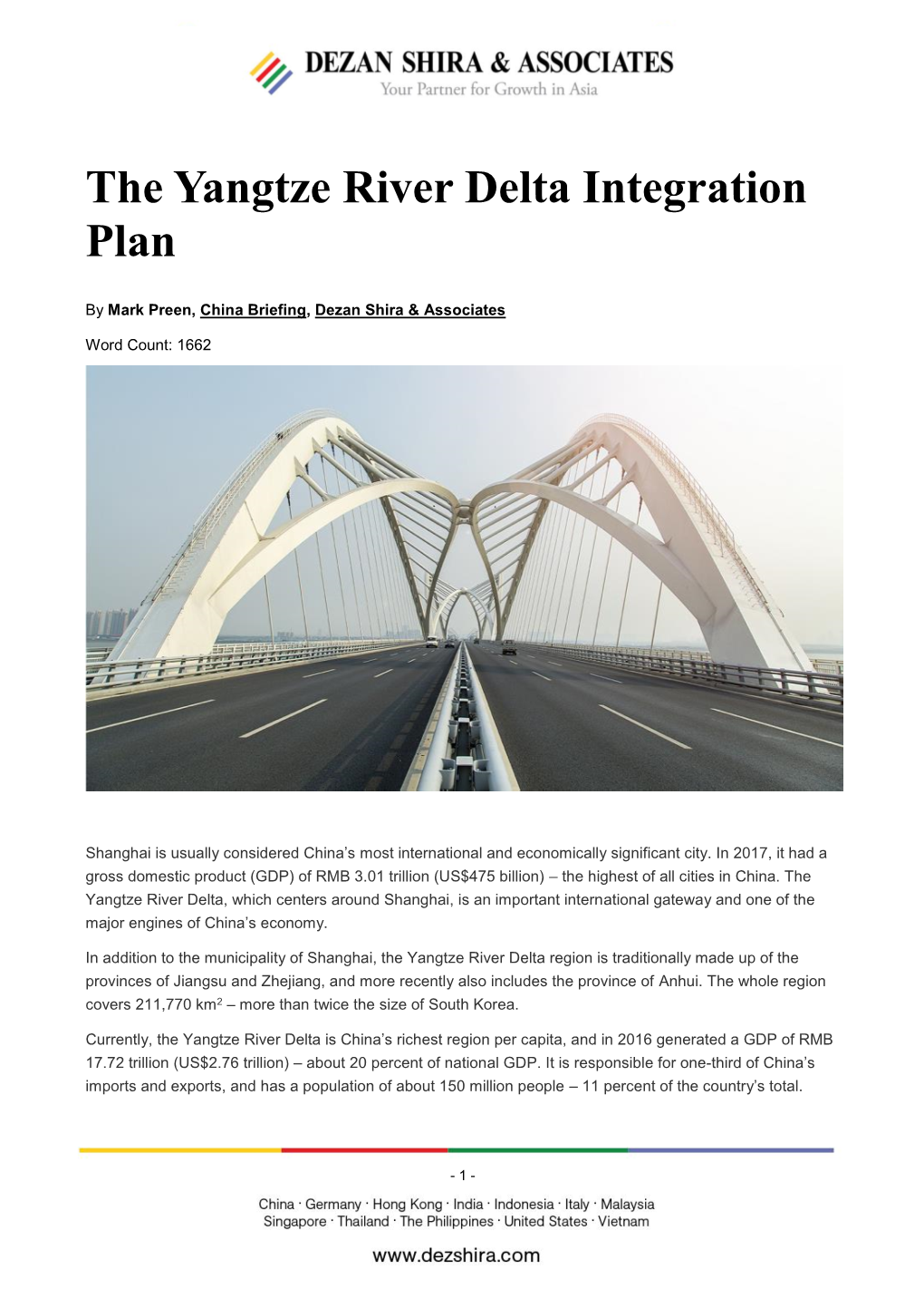 The Yangtze River Delta Integration Plan