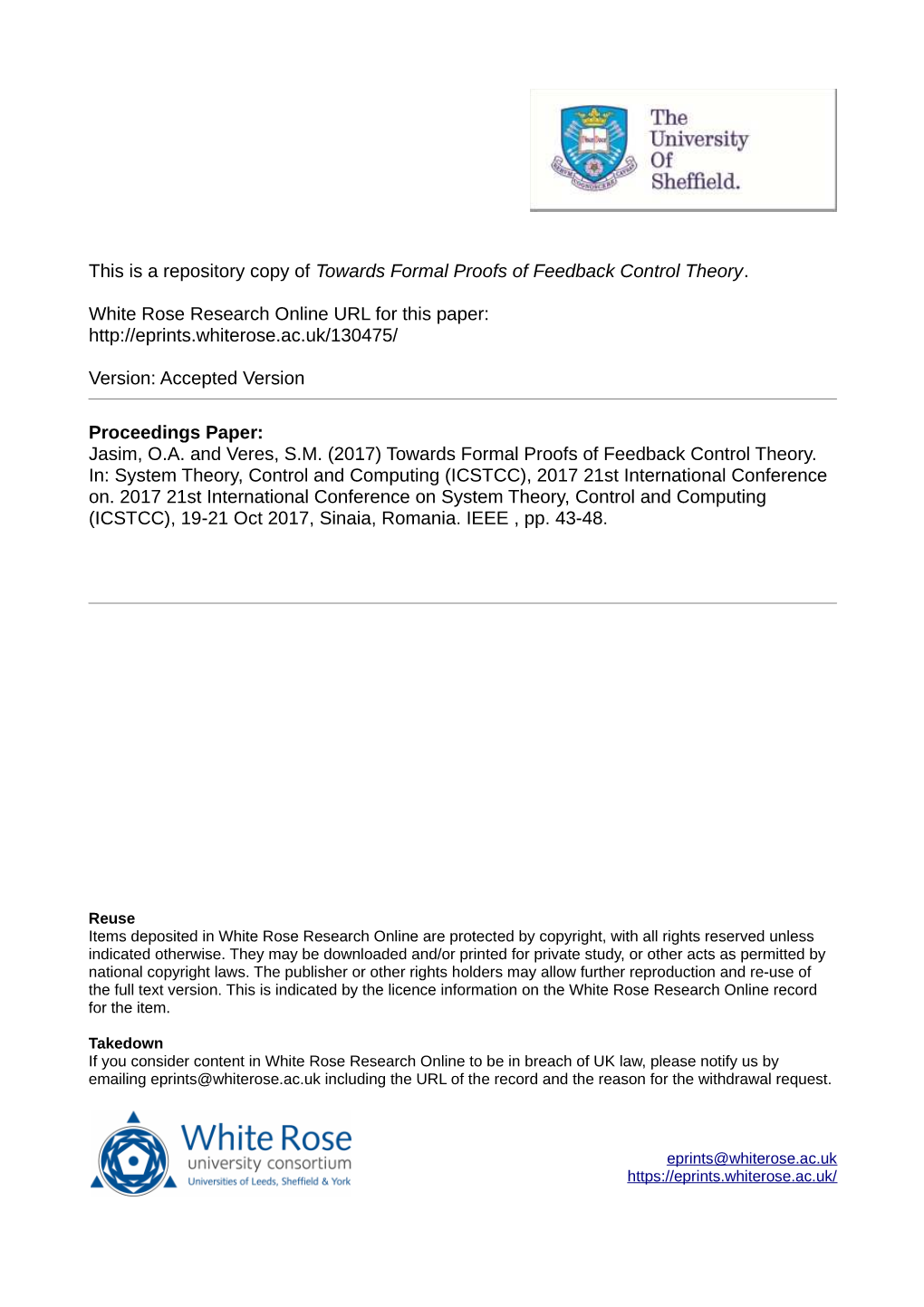 Towards Formal Proofs of Feedback Control Theory