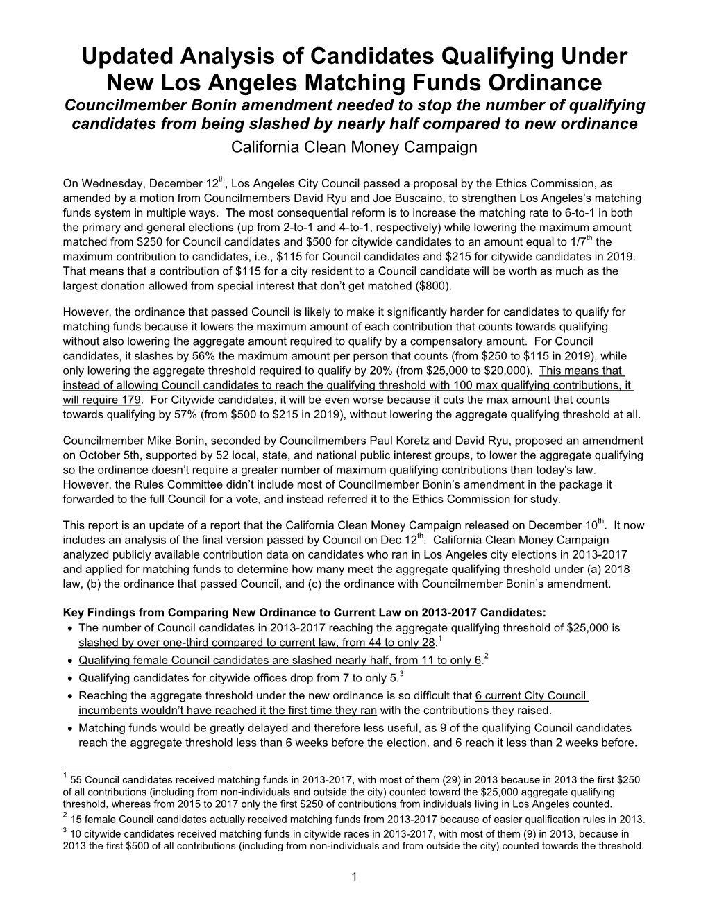 Updated Analysis of Candidates Qualifying Under New Los Angeles