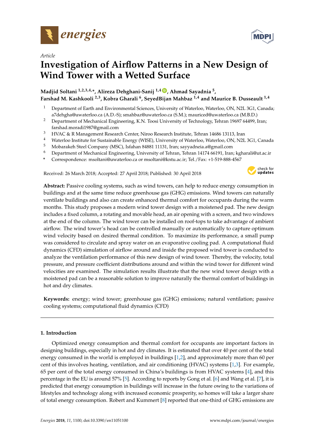 Investigation of Airflow Patterns in a New Design of Wind Tower with A