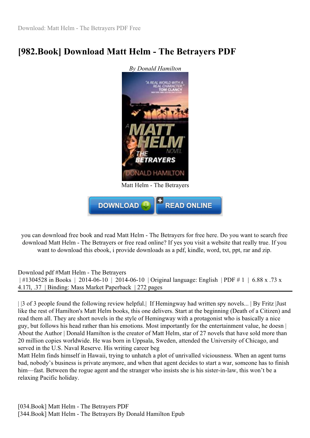 [982.Book] Download Matt Helm - the Betrayers PDF