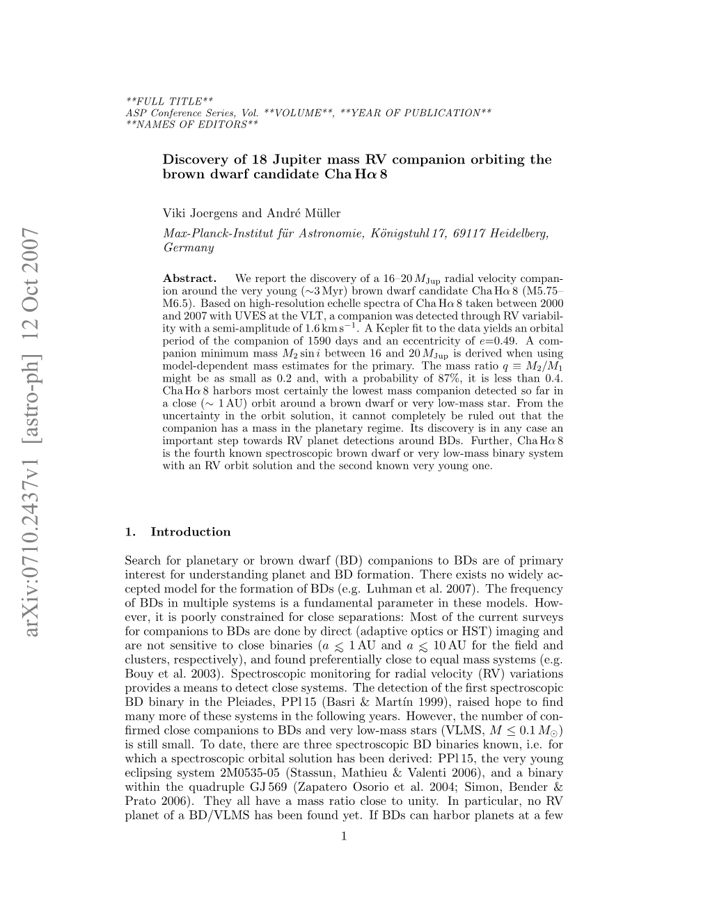 Discovery of 18 Jupiter Mass RV Companion Orbiting the Brown Dwarf