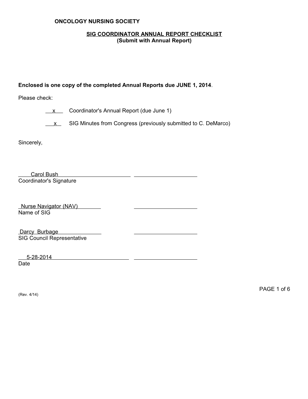 Role/Responsibilities of SIG Coordinator s2