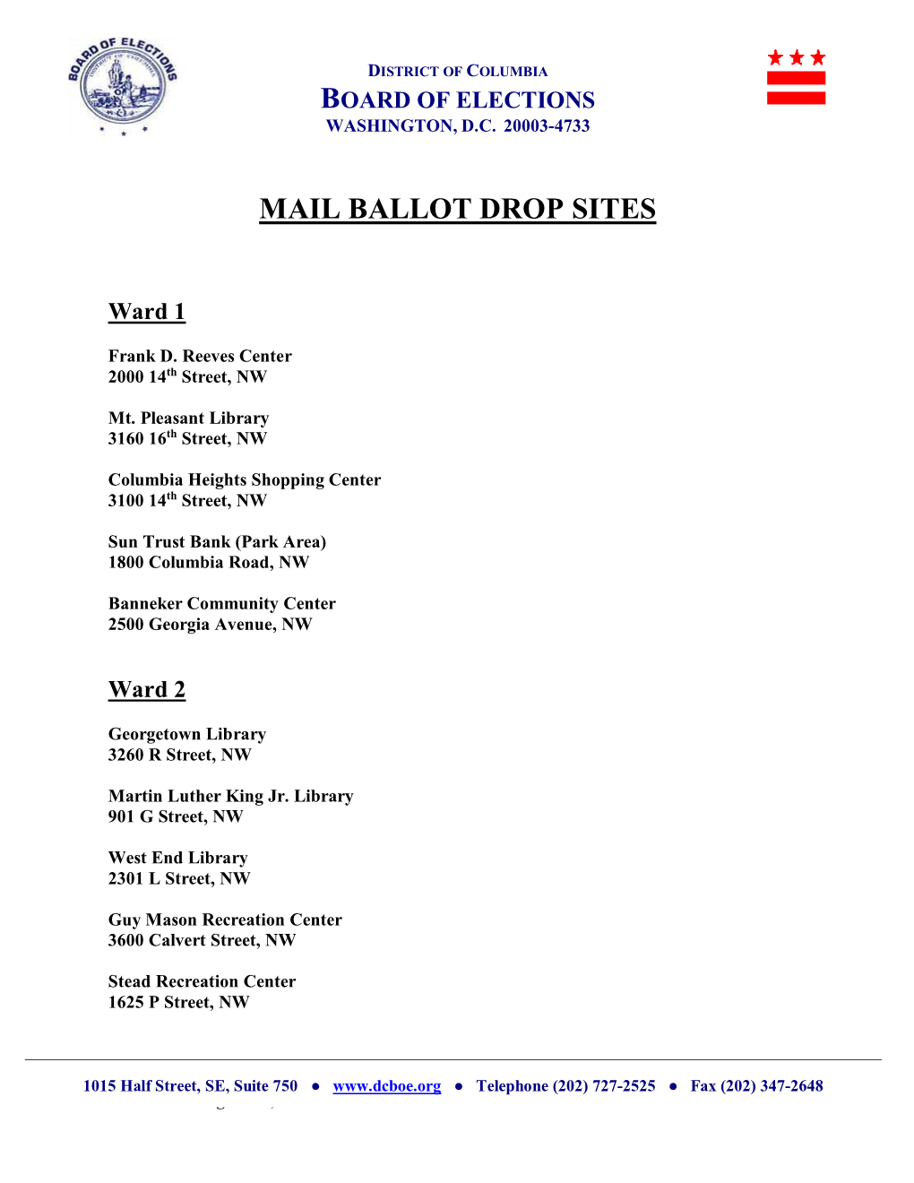 Mail Ballot Drop Sites