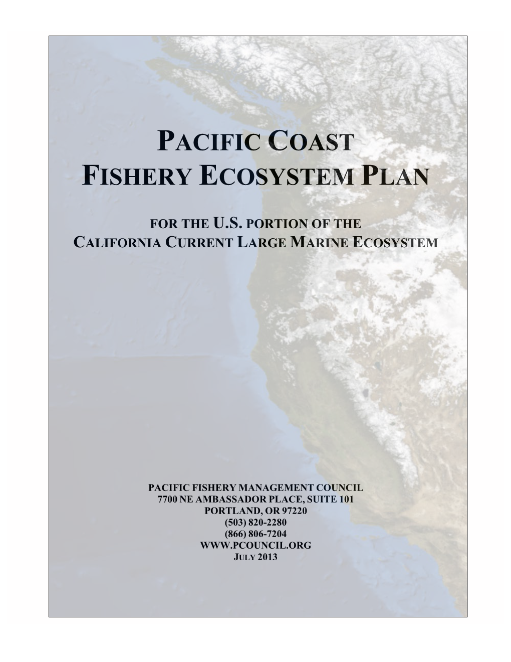 Pacific Coast Fishery Ecosystem Plan