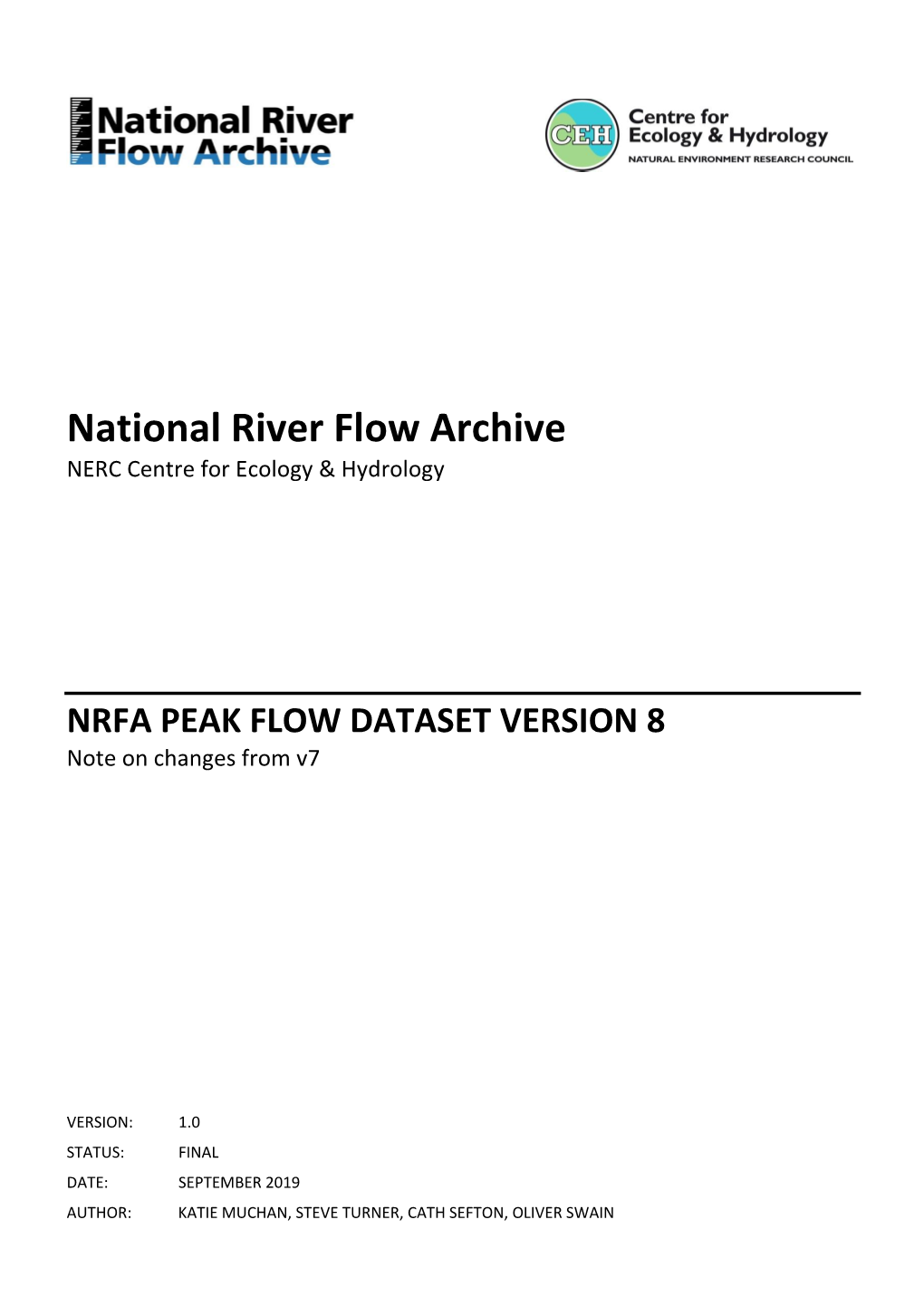 NRFA PEAK FLOW DATASET VERSION 8 Note on Changes from V7