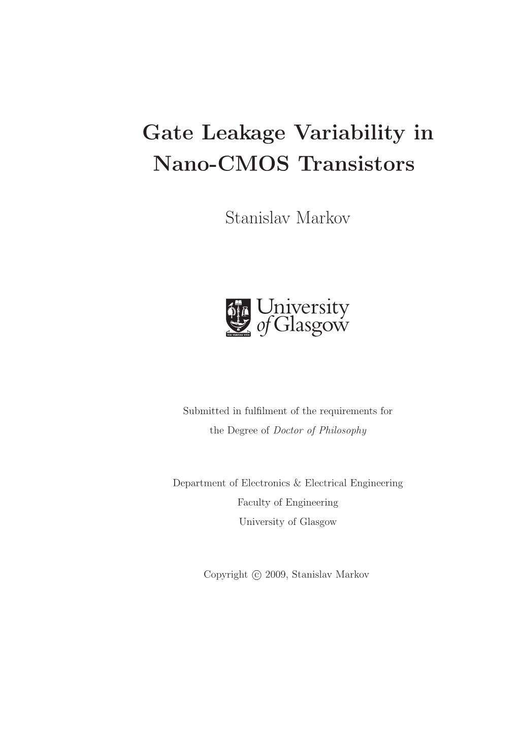 Gate Leakage Variability in Nano-CMOS Transistors