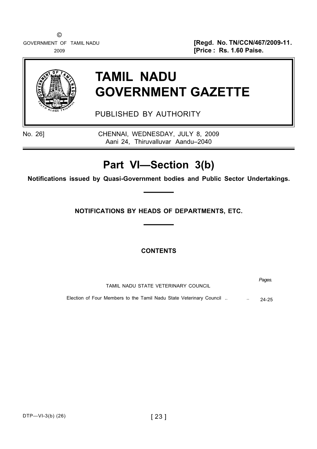 Tamil Nadu Government Gazette