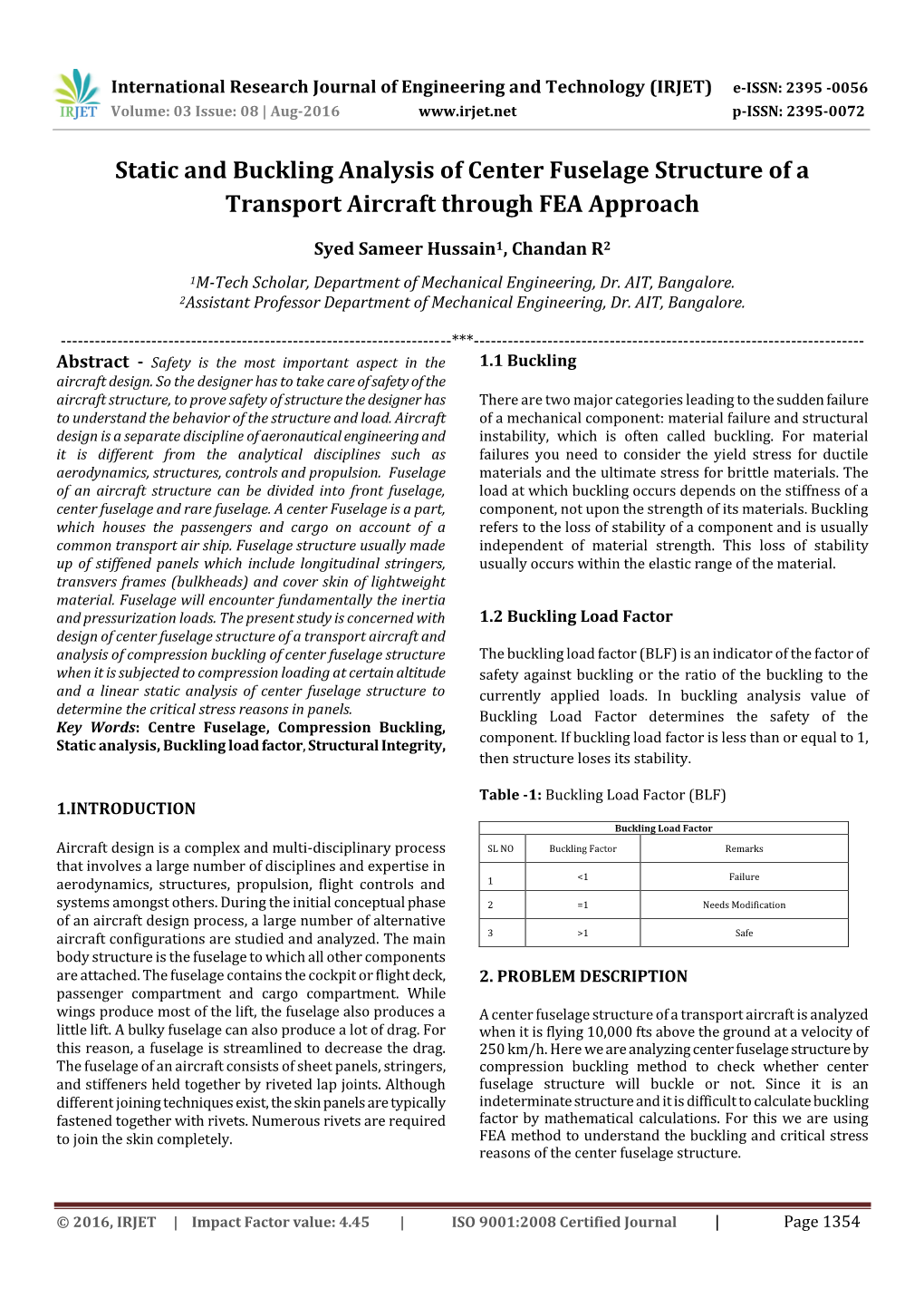 Static and Buckling Analysis of Center Fuselage Structure of a Transport Aircraft Through FEA Approach