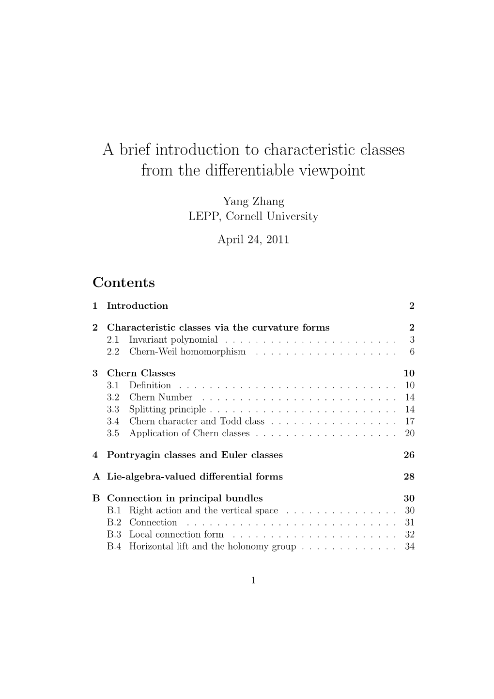 A Brief Introduction to Characteristic Classes from the Differentiable