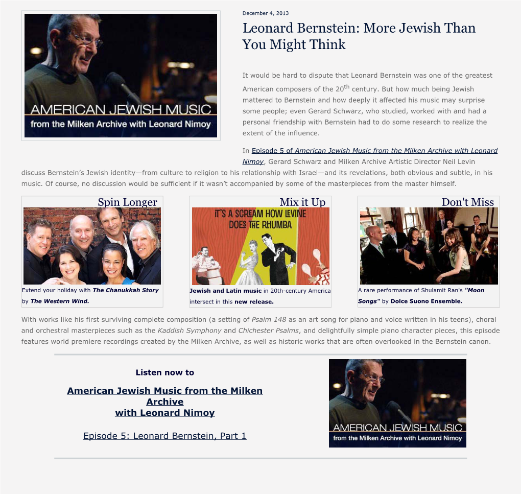 Leonard Bernstein: More Jewish Than You Might Think