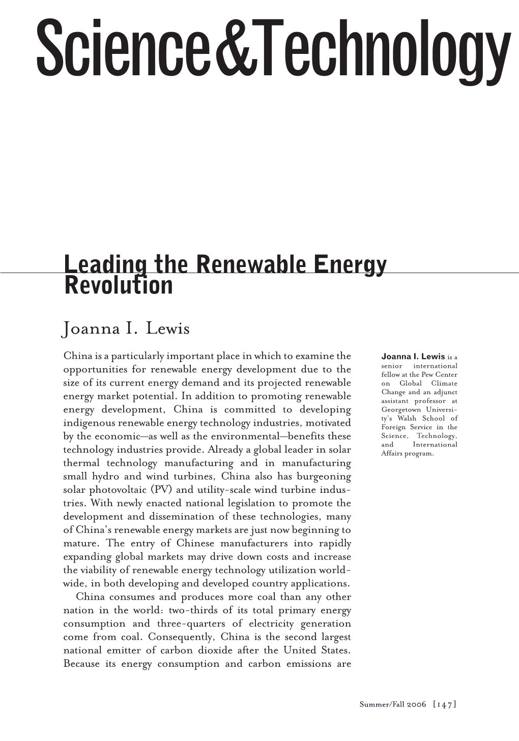 Leading the Renewable Energy Revolution