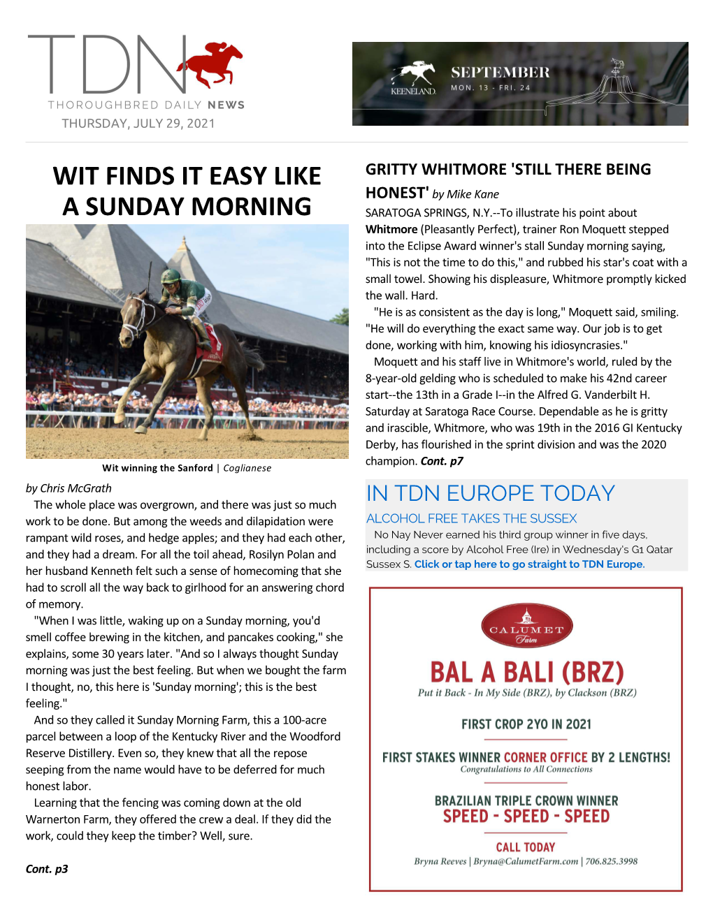 TDN AMERICA TODAY Poetic Flare (Ire) (Dawn Approach {Ire}) with an Impressive WIT FINDS IT EASY LIKE a SUNDAY MORNING Success in Wednesday=S G1 Qatar Sussex S