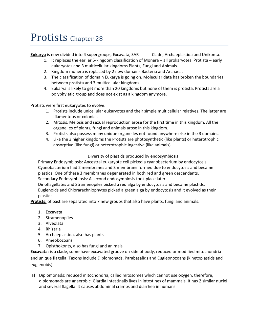 Protists Chapter 28