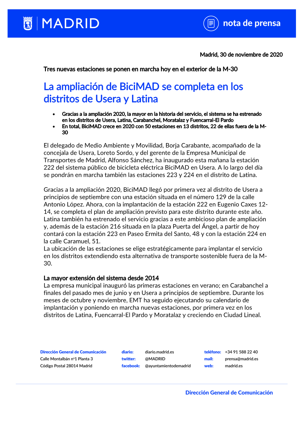 La Ampliación De Bicimad Se Completa En Los Distritos De Usera Y Latina