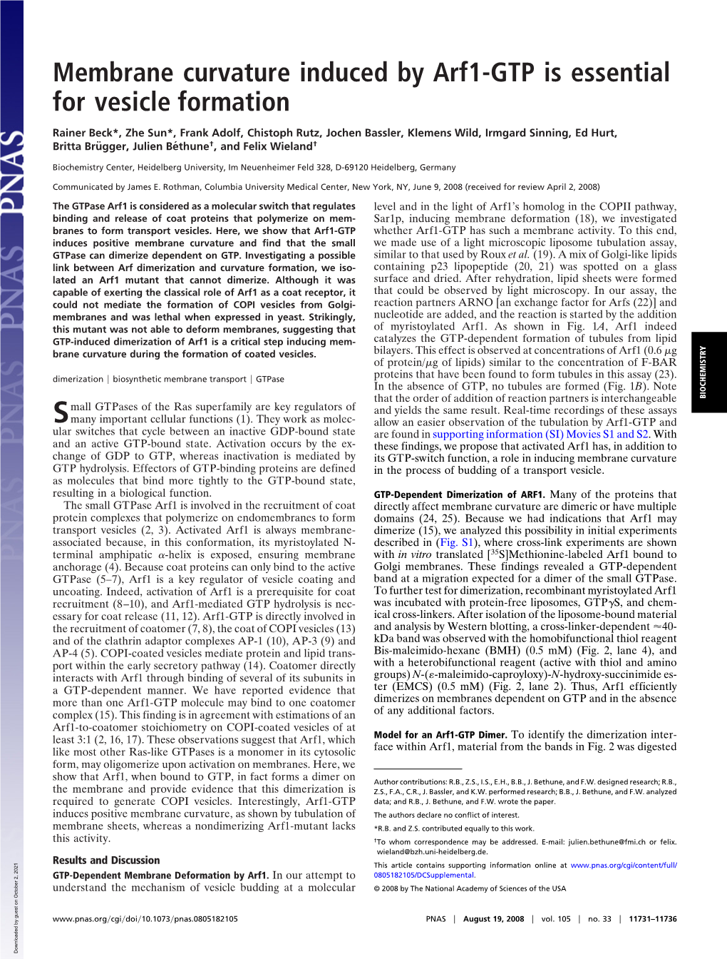 Membrane Curvature Induced by Arf1-GTP Is Essential for Vesicle Formation