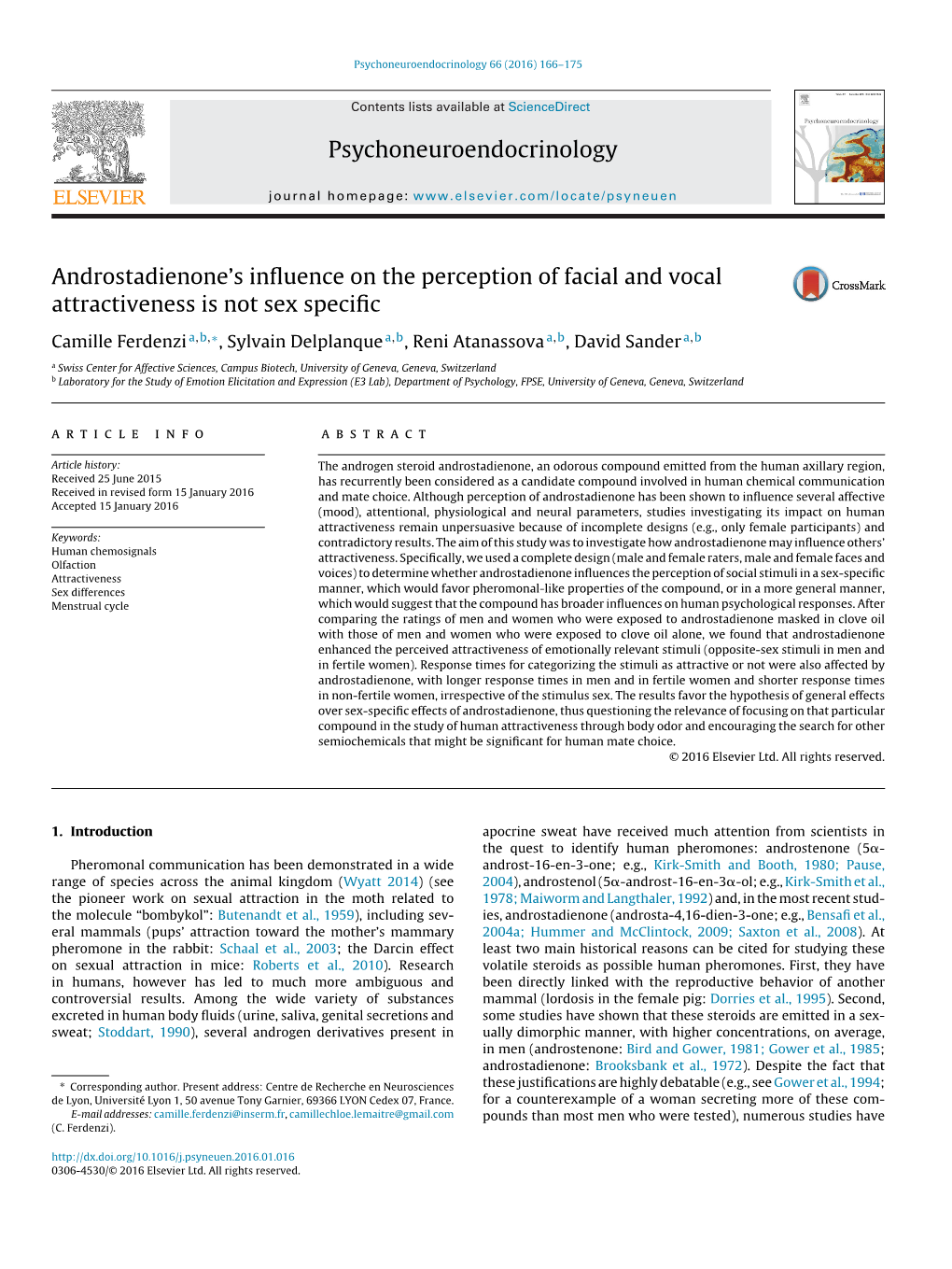 Androstadienone's Influence on the Perception