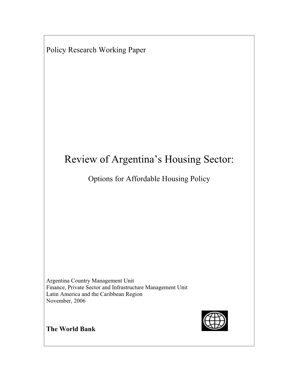 Policy Research Working Paper