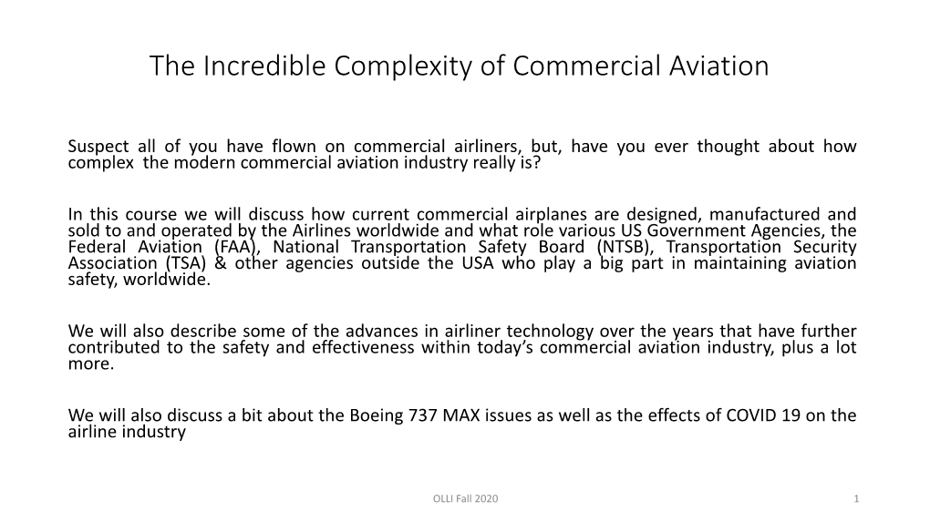 The Incredible Complexity of Commercial Aviation