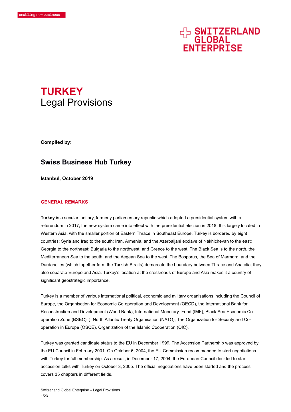 TURKEY Legal Provisions