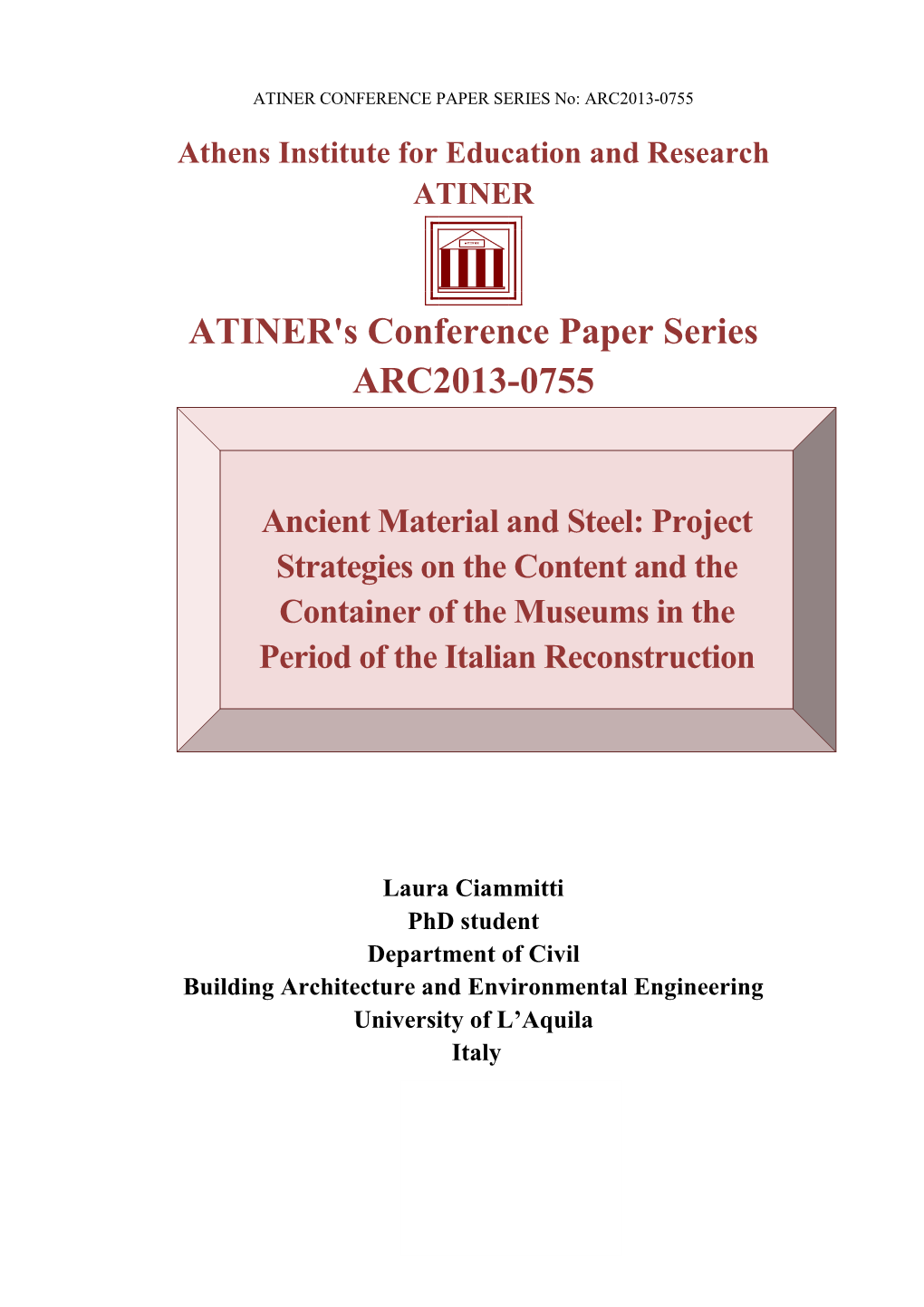 ATINER's Conference Paper Series ARC2013-0755