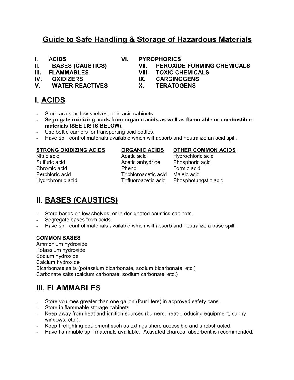 Safe Storage of Hazardous Materials