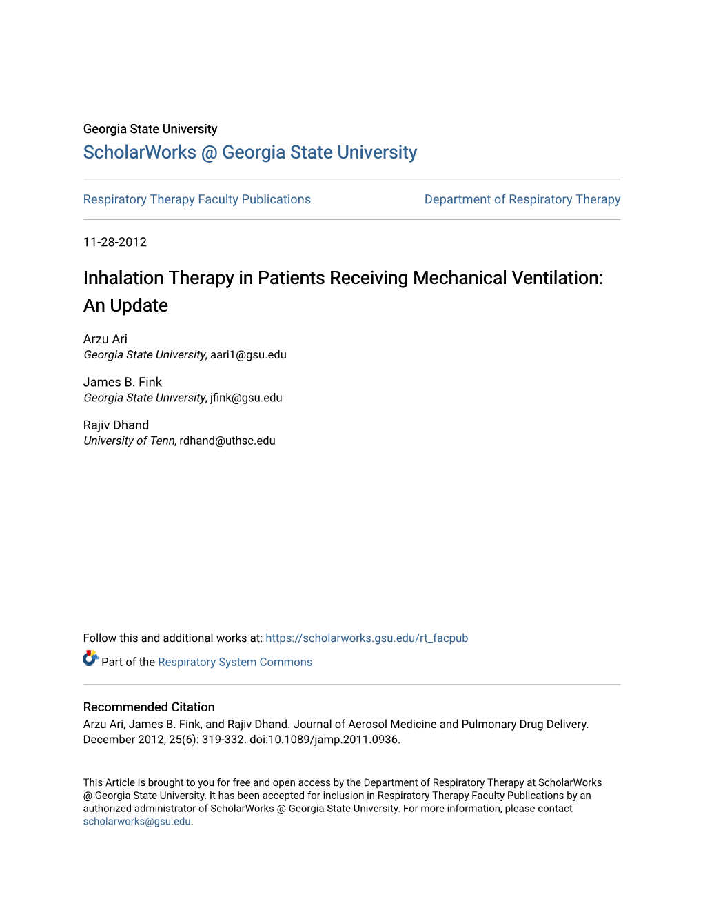 Inhalation Therapy in Patients Receiving Mechanical Ventilation: an Update