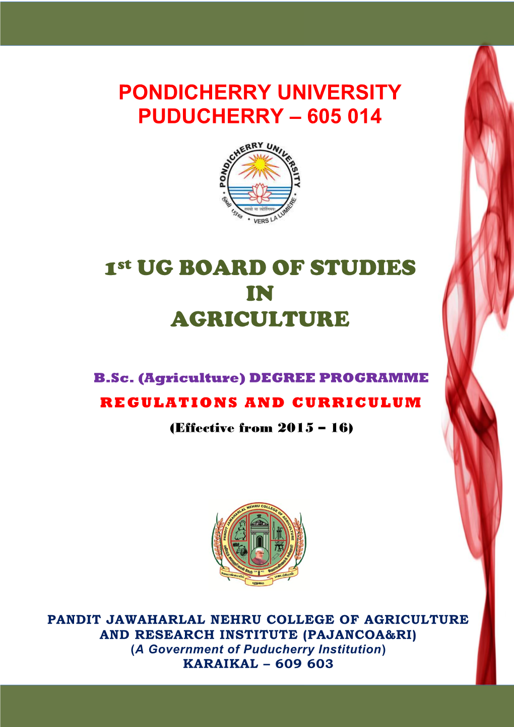 1St UG BOARD of STUDIES in AGRICULTURE