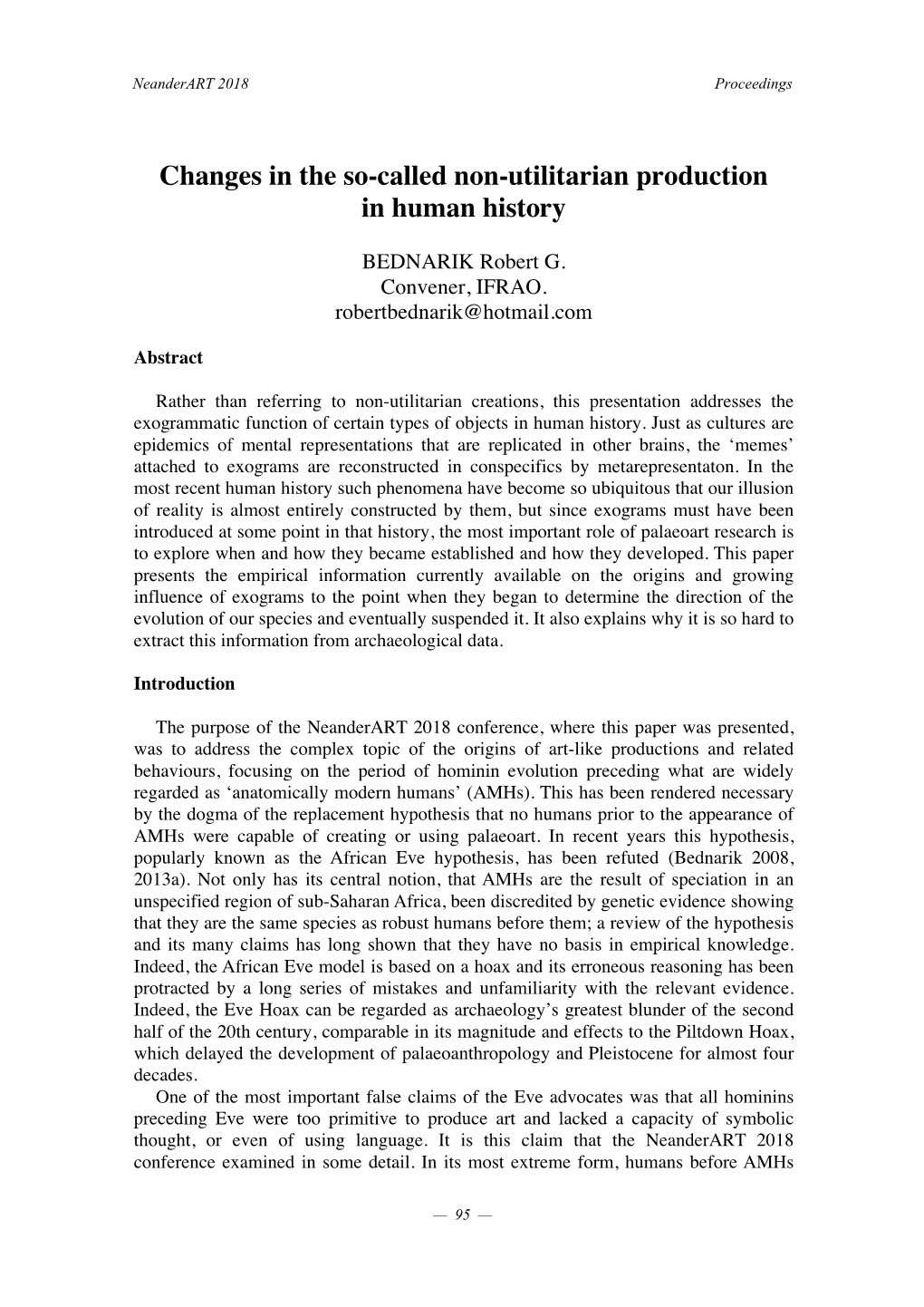 Changes in the So-Called Non-Utilitarian Production in Human History