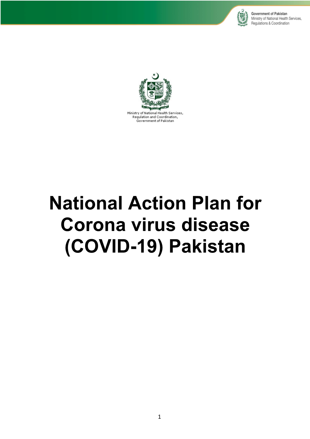 National Action Plan for Corona Virus Disease (COVID-19) Pakistan