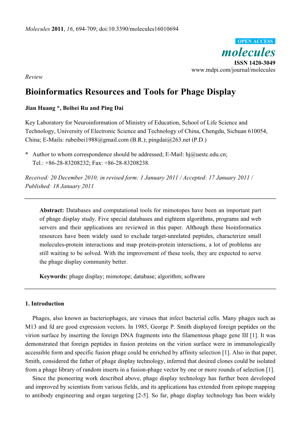 Bioinformatics Resources and Tools for Phage Display