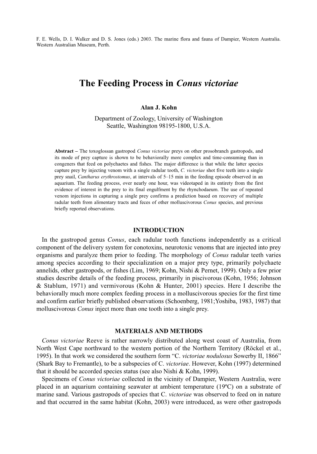 The Feeding Process in Conus Victoriae