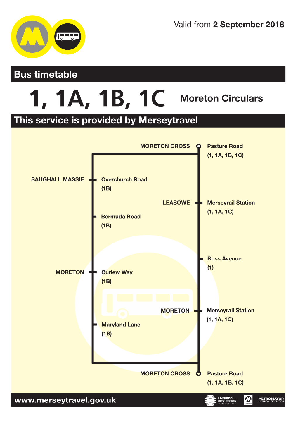 1, 1A, 1B, 1C Moreton Circulars This Service Is Provided by Merseytravel