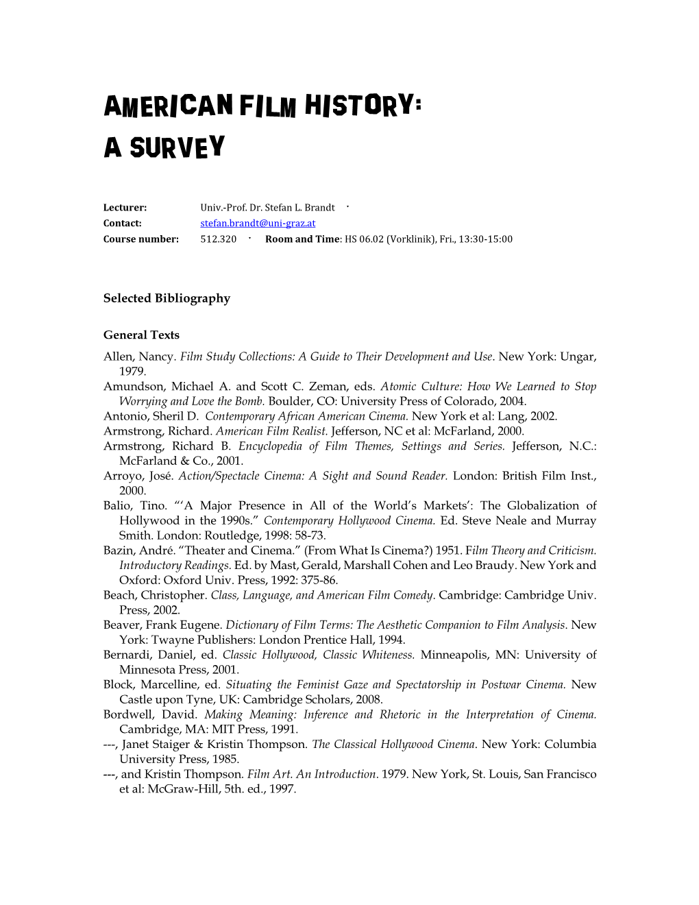 American Film History:– a Survey