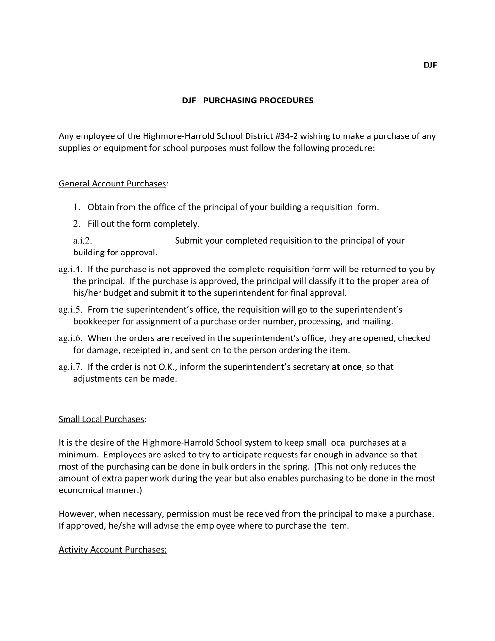 Djf - Purchasing Procedures