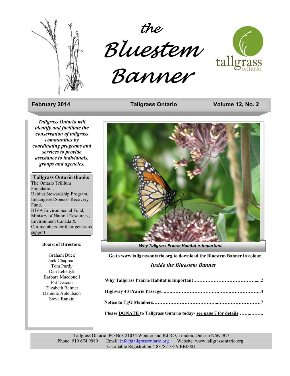 February 2014 Tallgrass Ontario Volume 12, No