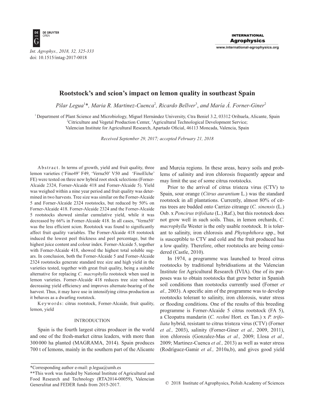 Rootstock's and Scion's Impact on Lemon Quality in Southeast Spain