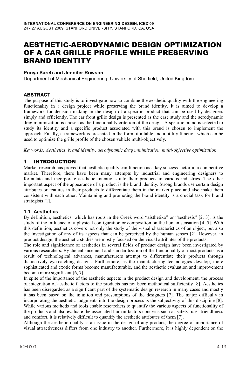 Aesthetic-Aerodynamic Design Optimization of a Car Grille Profile Hile Preserving Brand Identity