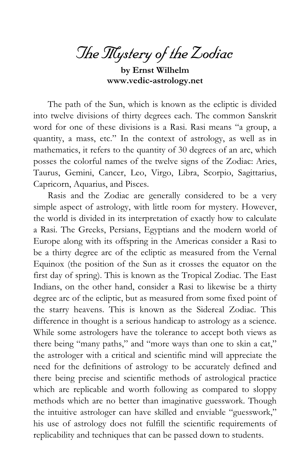 The Mystery of the Zodiac by Ernst Wilhelm