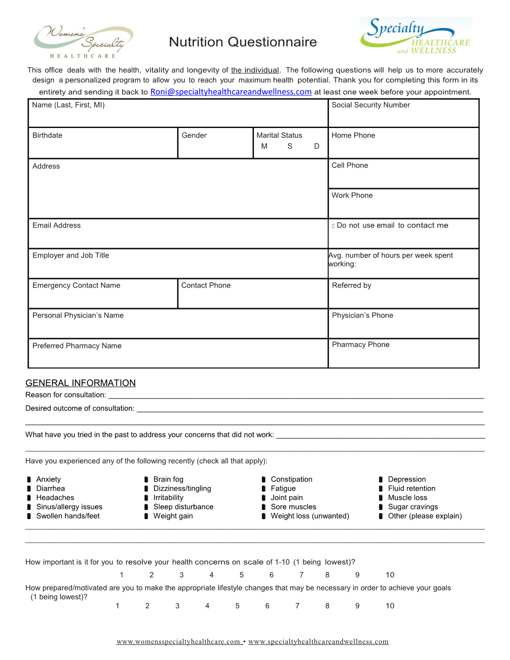 Nutrition Questionnaire