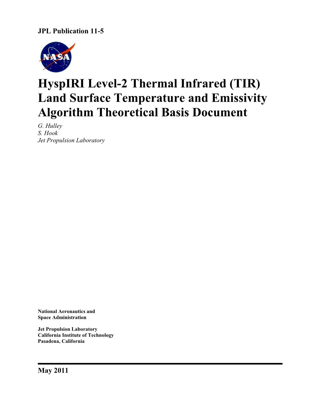 TIR Level 2 Surface Temperature and Emissivity