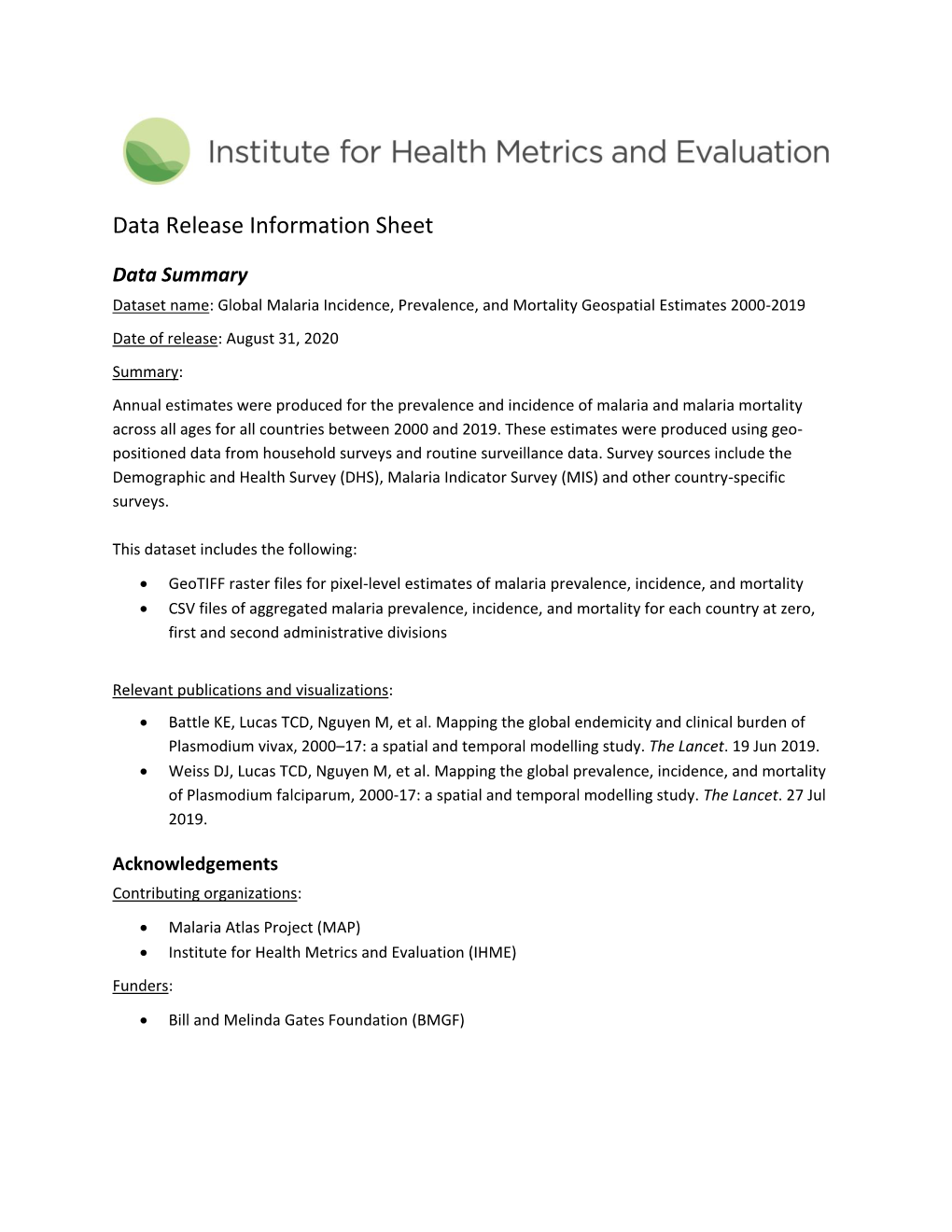 Data Release Information Sheet