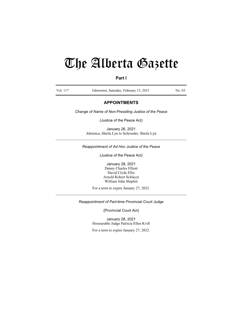 The Alberta Gazette