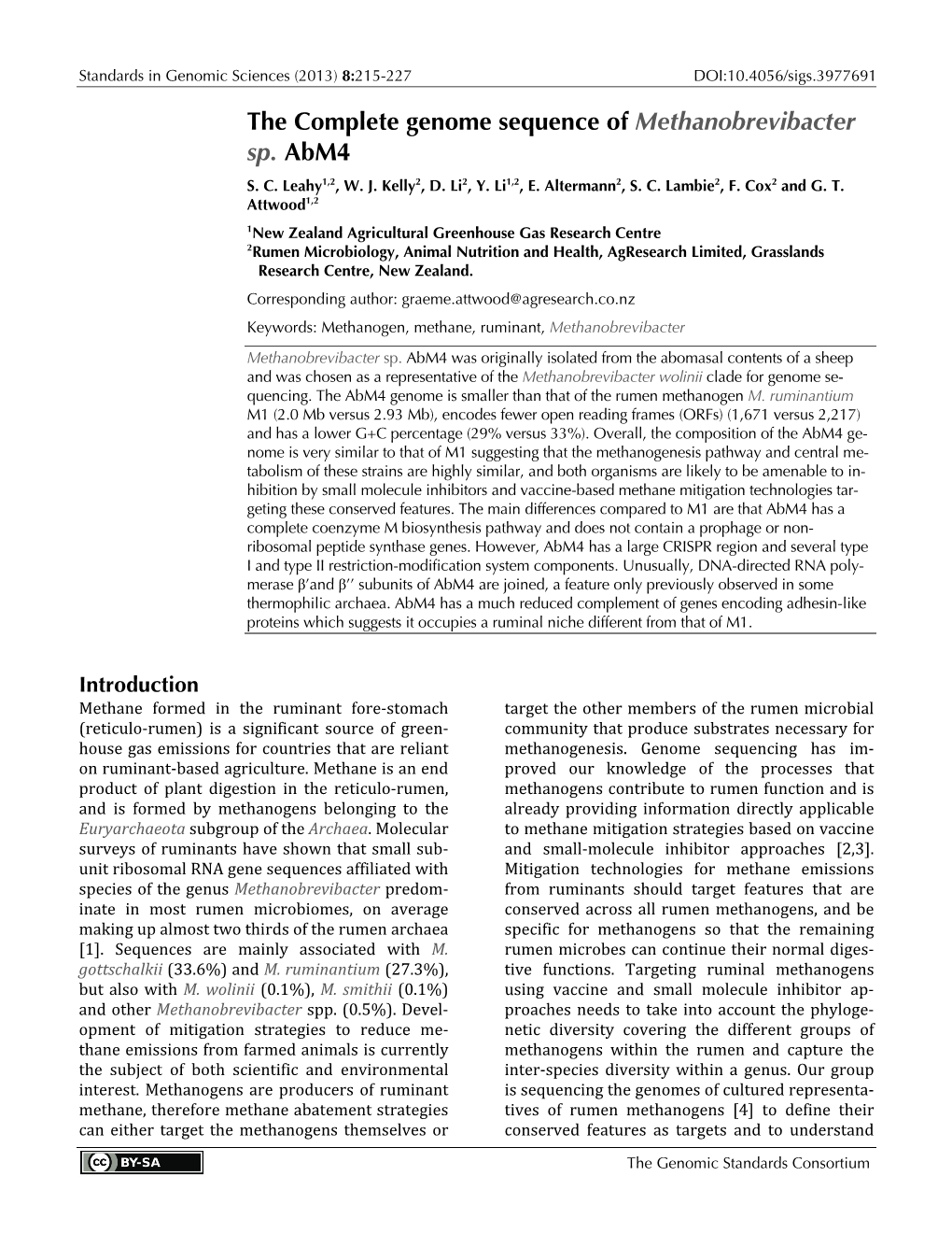 Methanobrevibacter Sp. Abm4 S