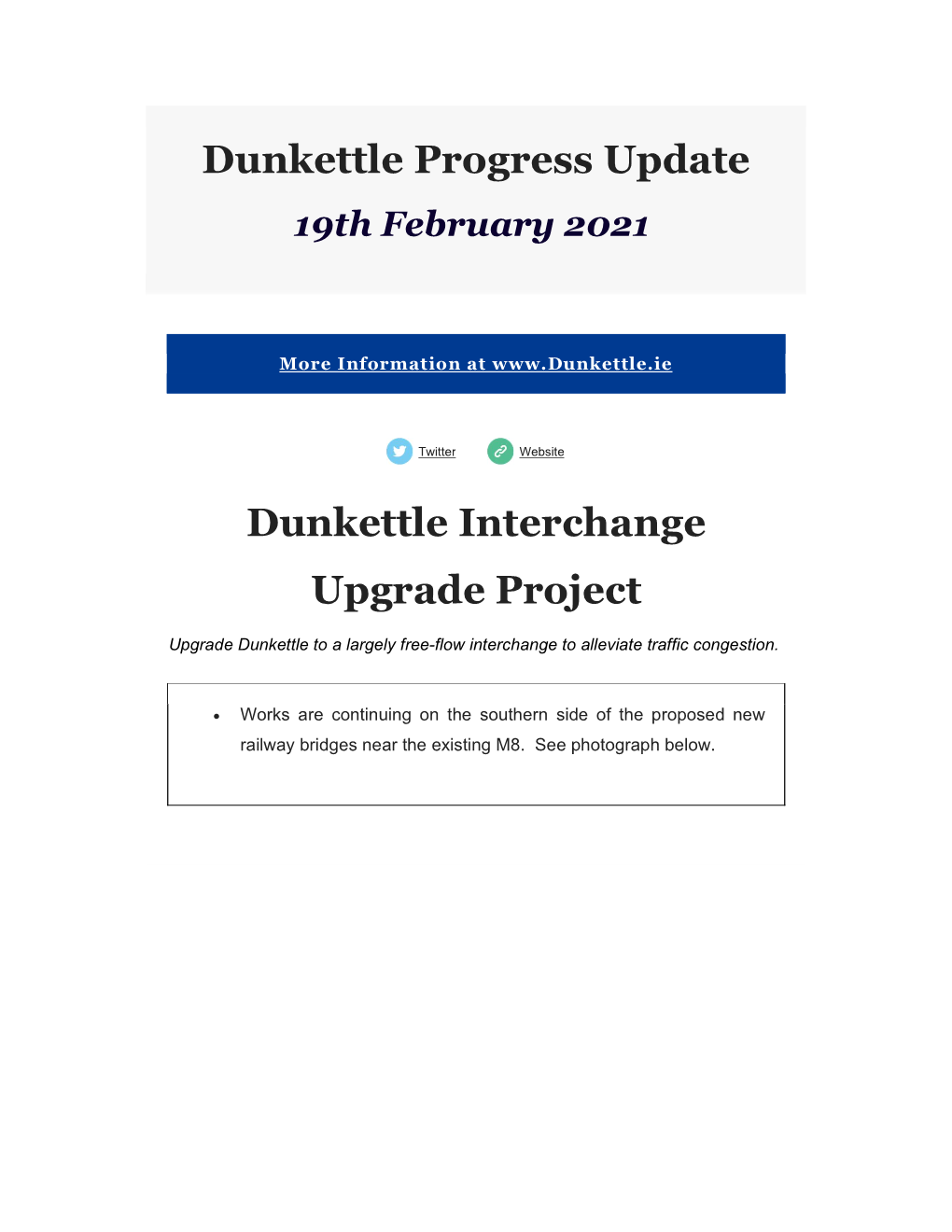 Dunkettle Progress Update Dunkettle Interchange Upgrade