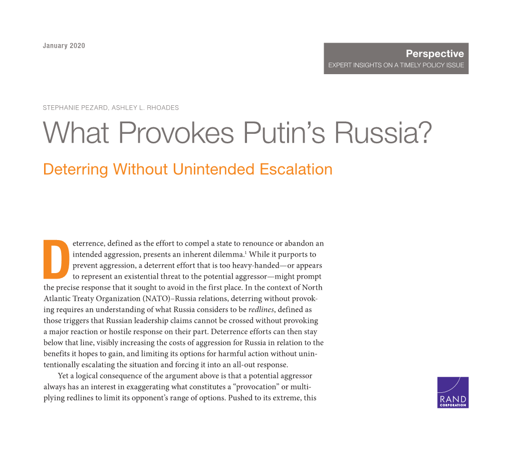 What Provokes Putin's Russia?