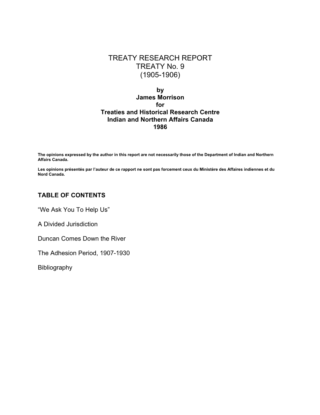 TREATY RESEARCH REPORT TREATY No